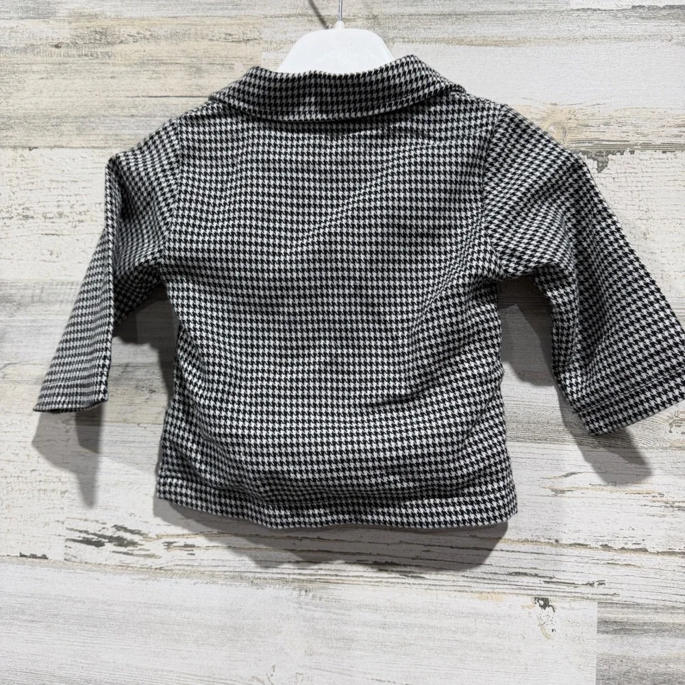 Little Baby Blazer Boys 6M (70) Black White Houndstooth Preppy Dark Academia EUC